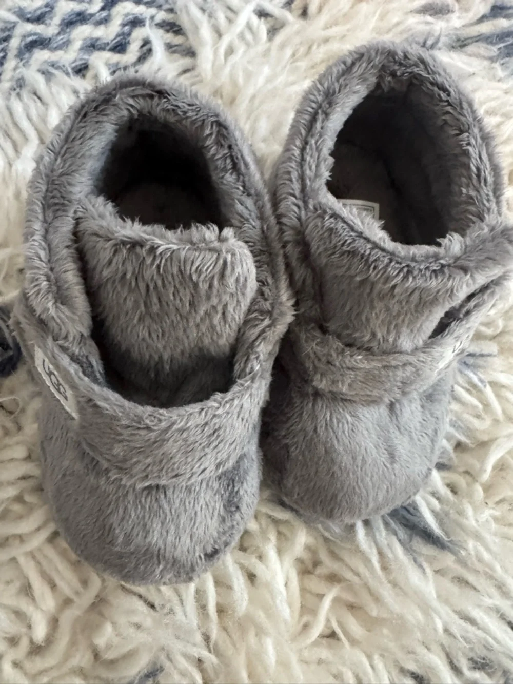 UGG Kids Gray Plush Fuzzy Booties